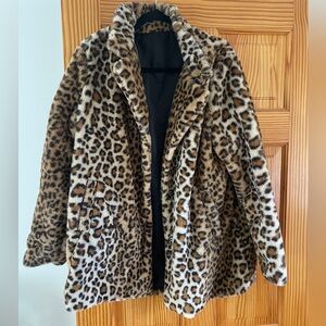 Leopard Cheetah Print Faux Fur Coat - Women’s Animal Print Jacket
